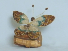 Schmetterling (± 10 cm) mit Tigerauge, Türkis und Bergkristall